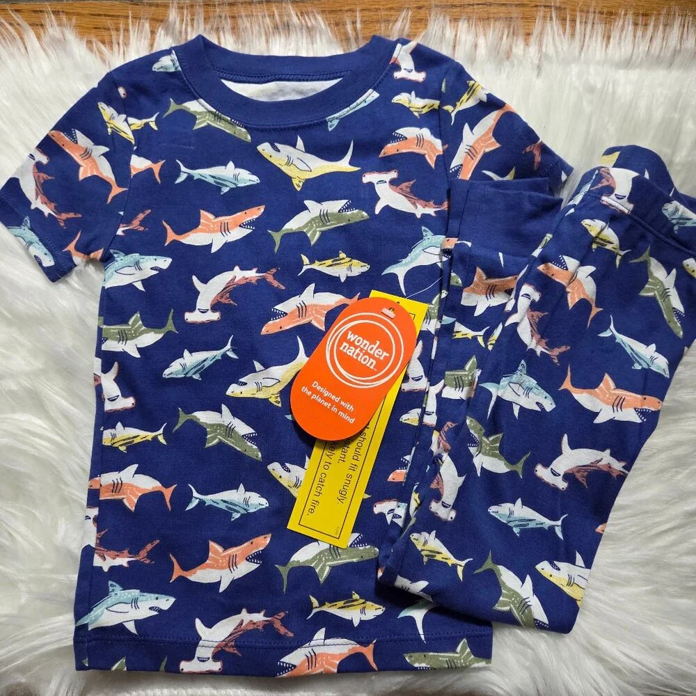 Wonder Nation Shark 2 Piece Pajama Set